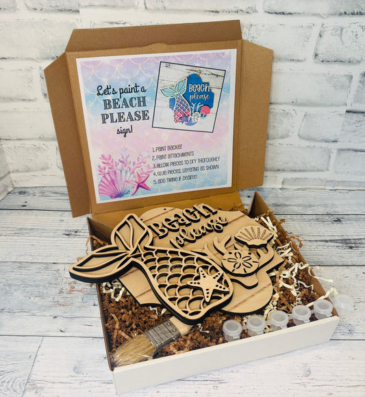 Beach Please Wooden Sign Create-A-Kit