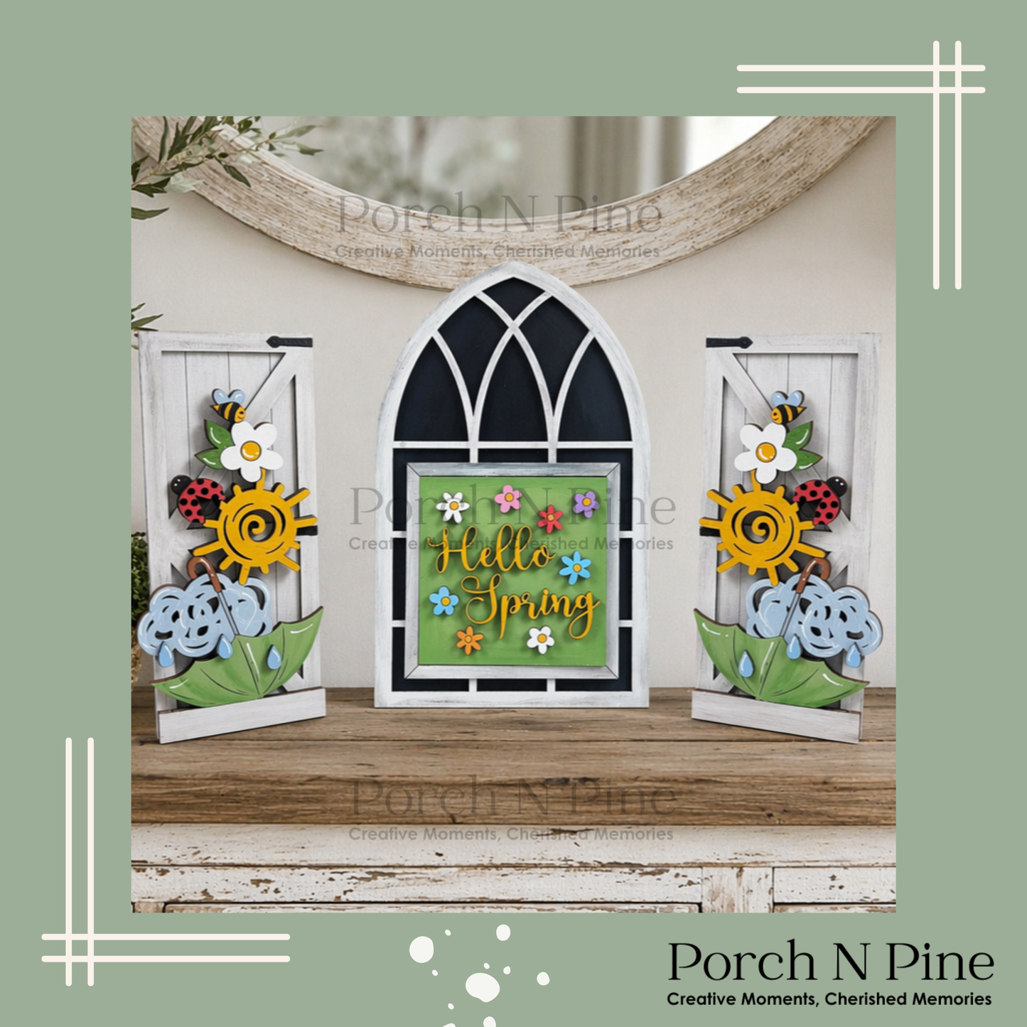 Interchangeable Arched Window with Shutters – Unfinished DIY