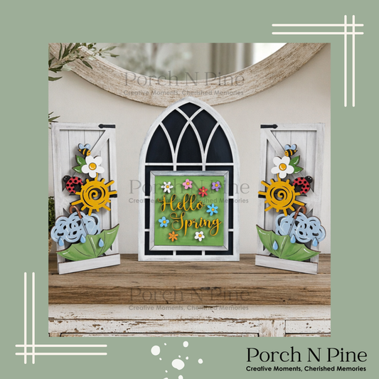 Interchangeable Arched Window with Shutters – Unfinished DIY