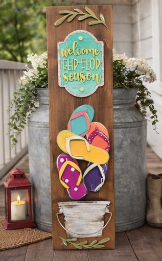 Interchangeable Bucket Style Porch Leaner Base + Inserts