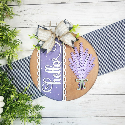 Lavender Hello Door Hanger
