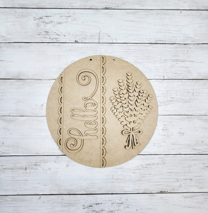 Lavender Hello Door Hanger